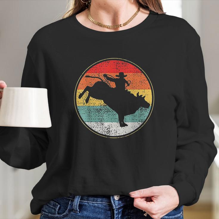 Bull Riding Rodeo Cowboy Vintage Long Sleeve T-Shirt Gifts for Her