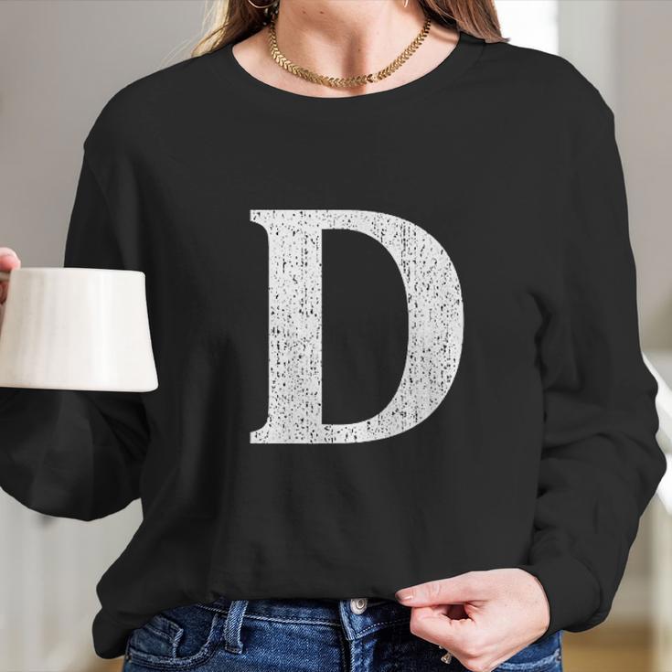 Capital Letter D Shirt Monogram Initial Long Sleeve T-Shirt Gifts for Her