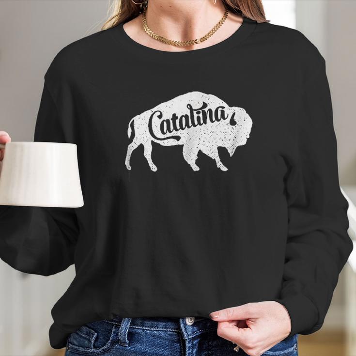 Catalina Island Bison Buffalo Long Sleeve T-Shirt Gifts for Her