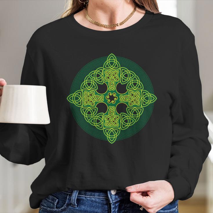 Celtic Knot Cross St Patricks Day Long Sleeve T-Shirt Gifts for Her