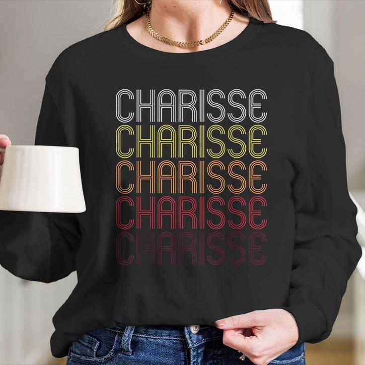 Charisse Retro Wordmark Patter Vintage Style Long Sleeve T-Shirt Gifts for Her