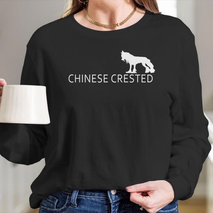 Chinese Crested Dog Logo Long Sleeve T-Shirt Gifts for Her