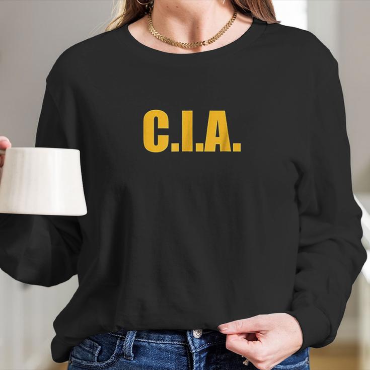 Cia Agent Funny Halloween Costume Navy Gold Long Sleeve T-Shirt Gifts for Her