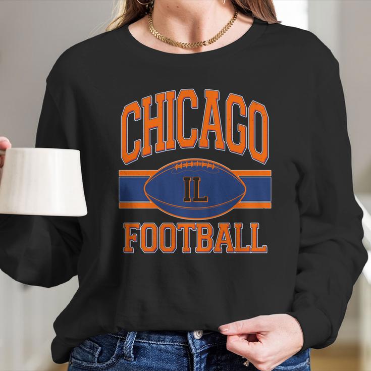 Classic Chicago Il Football Fan Logo Long Sleeve T-Shirt Gifts for Her