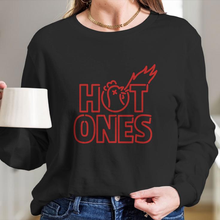 Classic Hot Ones Text Art Long Sleeve T-Shirt Gifts for Her