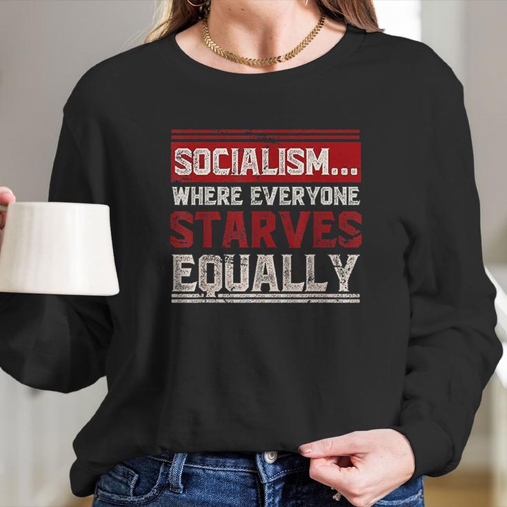 Communist Libertarian Capitalist Socialism Long Sleeve T-Shirt Gifts for Her