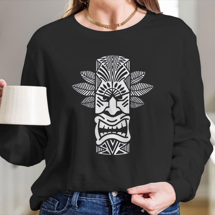 Cool Luau Party Polynesian Tiki Head Long Sleeve T-Shirt Gifts for Her