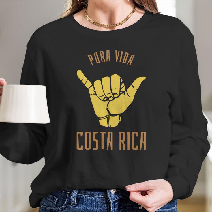 Costa Rica Pura Vida Shaka Surf Long Sleeve T-Shirt Gifts for Her