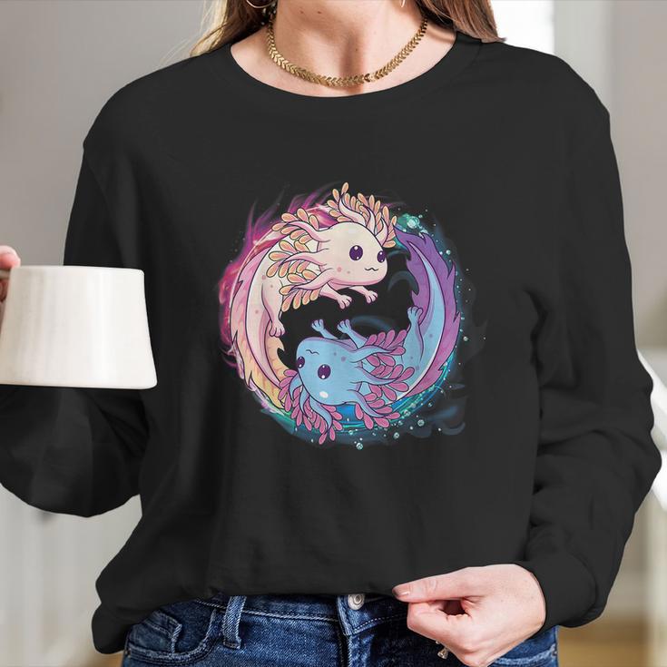 Cute Axolotl Yin Yang Plush Pets Girls Kid Official Teenager Long Sleeve T-Shirt Gifts for Her