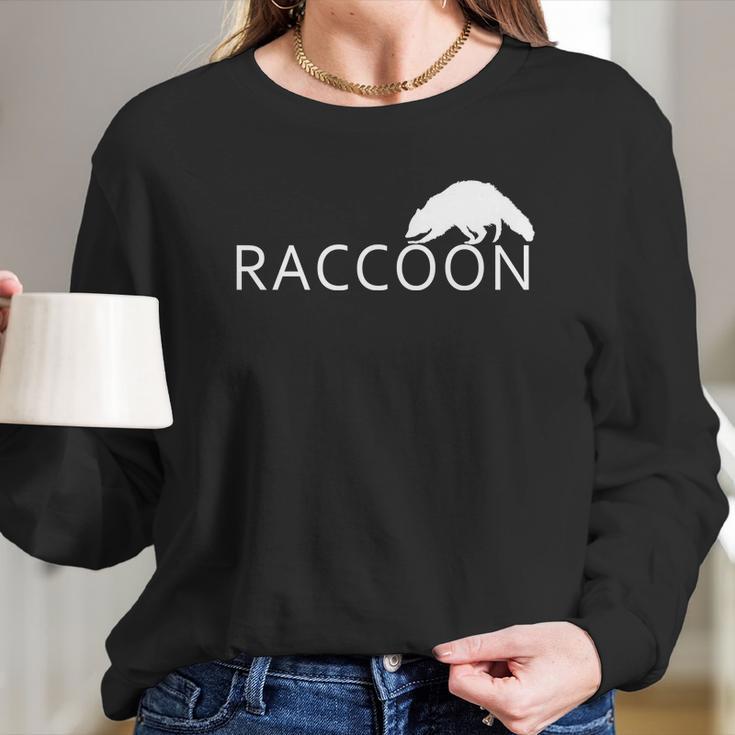 Cute Raccoon Logo Long Sleeve T-Shirt Gifts for Her