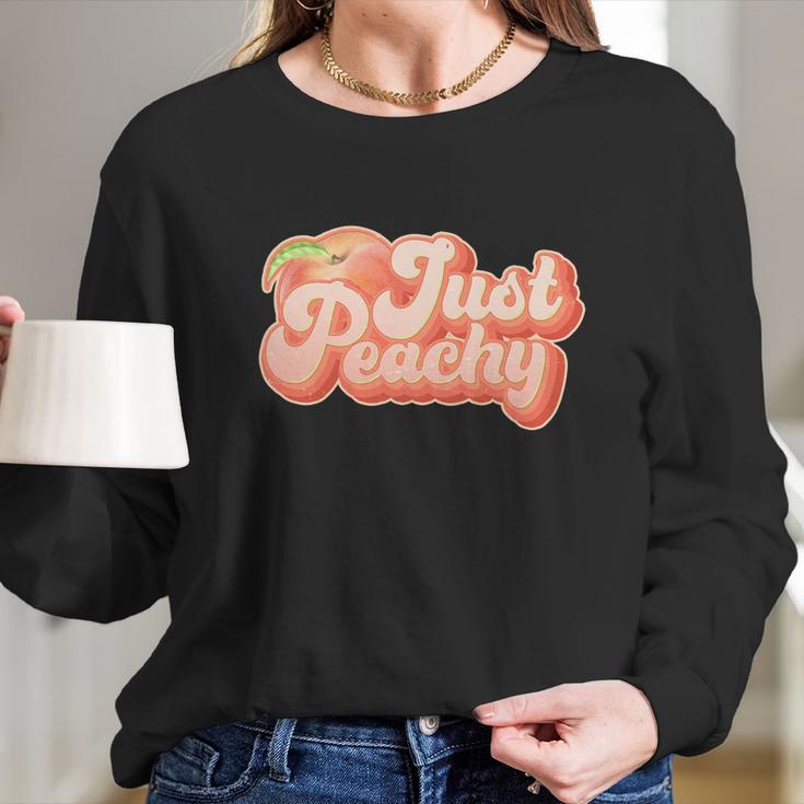 Cute Retro Vintage Just Peachy Long Sleeve T-Shirt Gifts for Her