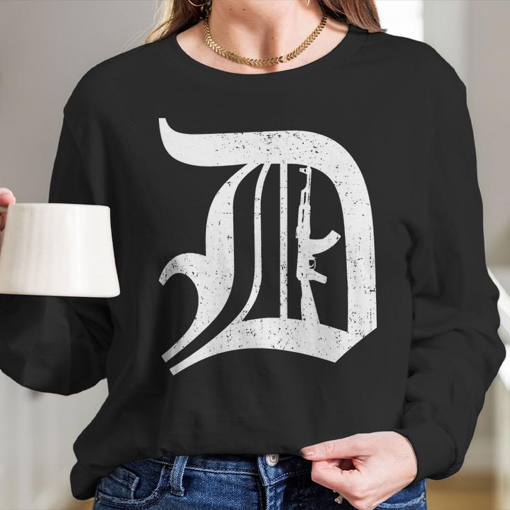 Defend Detroit Gun Ak47 Long Sleeve T-Shirt Gifts for Her