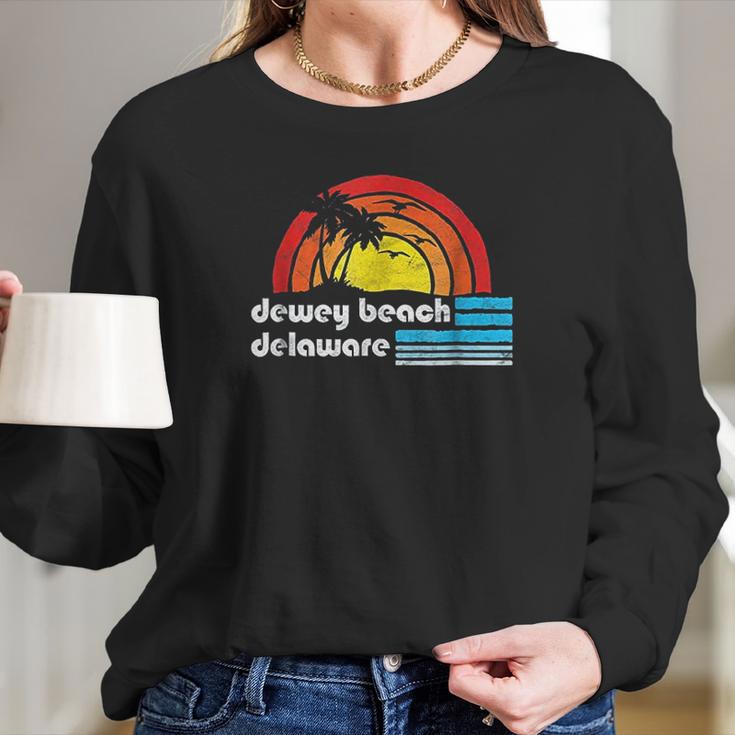 Dewey Beach Delaware Retro 80S Surfer Vibe Long Sleeve T-Shirt Gifts for Her