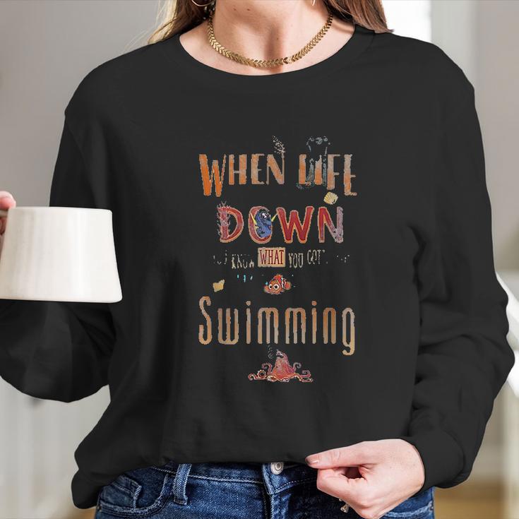 Disney Pixar Finding Dory Keep Swimming Life Quote Long Sleeve T-Shirt Gifts for Her