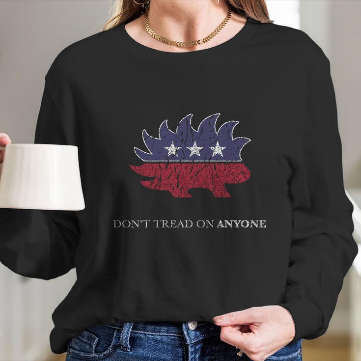 Distressed Porcupine Libertarian Shirt Long Sleeve T-Shirt Gifts for Her