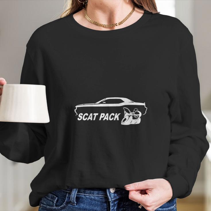 Dodge Challenger Scat Pack Classic Outline Design Long Sleeve T-Shirt Gifts for Her