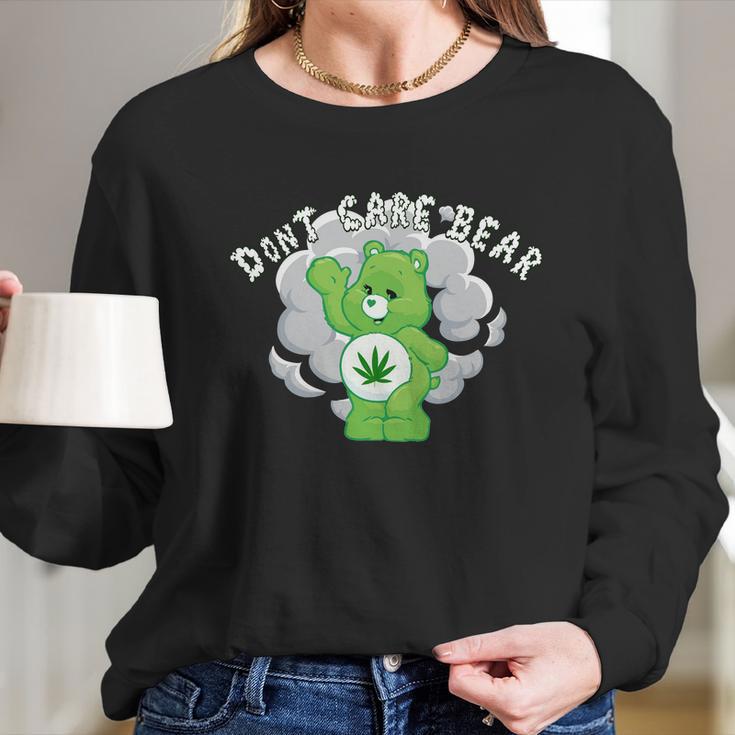 Dont Care Smoking Bear Long Sleeve T-Shirt Gifts for Her