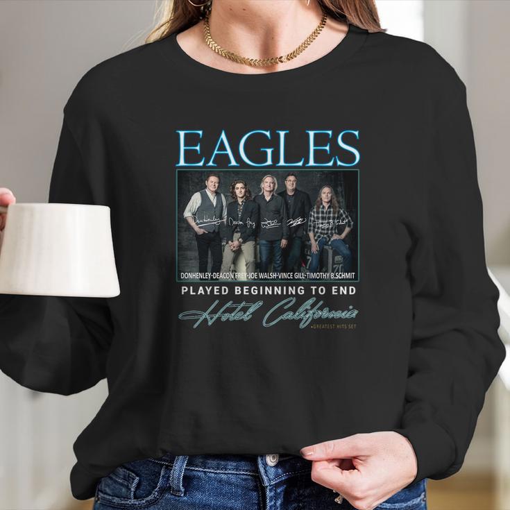 Eagle Signatures Played Beginning To End Hotel California Shirt Long Sleeve T-Shirt Gifts for Her