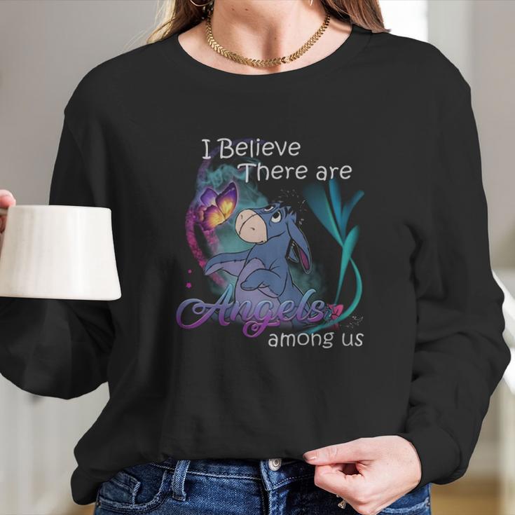 Eeyore I Believe There Are Angels Among Us Shirt Long Sleeve T-Shirt Gifts for Her