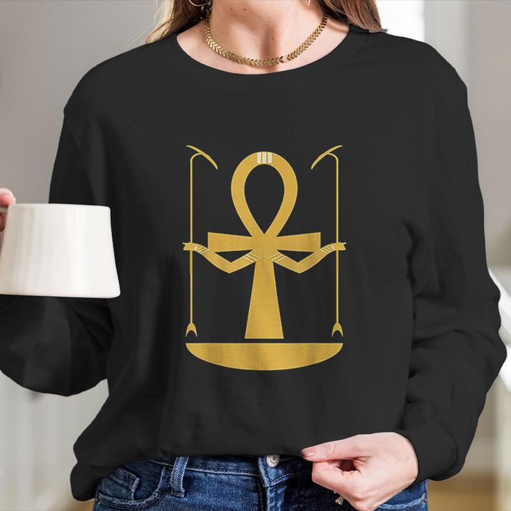 Egyptian Ankh Cross With Arms Holding Scepters Long Sleeve T-Shirt Gifts for Her