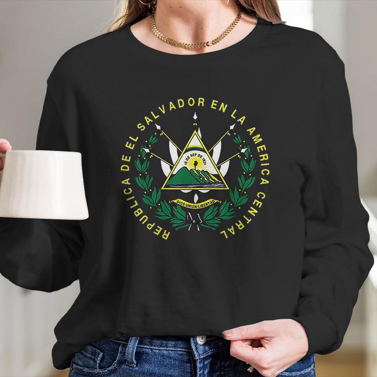 El Salvador Salvadoran Coat Of Arms Long Sleeve T-Shirt Gifts for Her