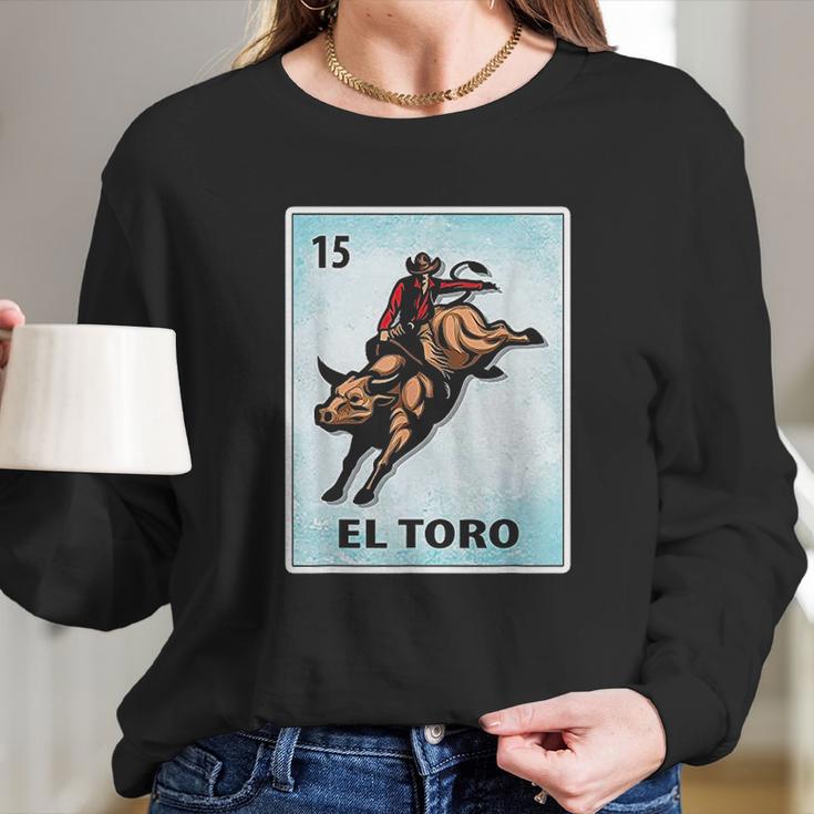 El Toro Mexican Bull Riding Cards Long Sleeve T-Shirt Gifts for Her