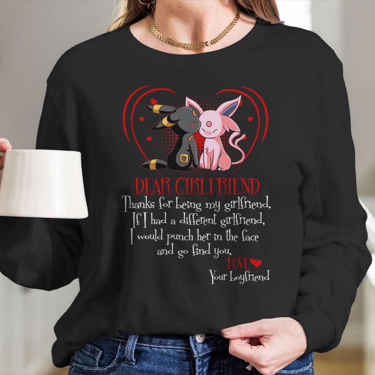 Espeon And Umbreon Boyfriend Dear Girlfriend Long Sleeve T-Shirt Gifts for Her