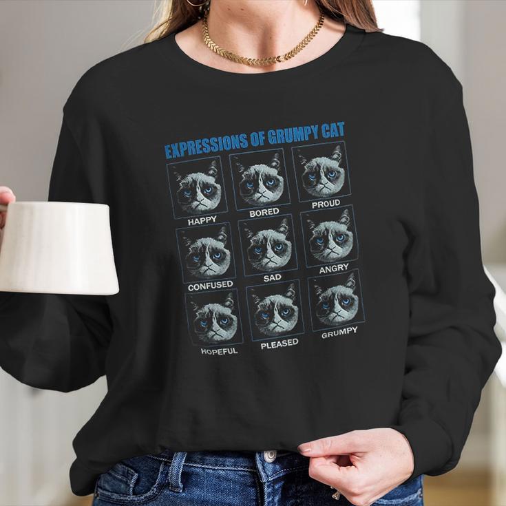 Expressions Of Grumpy Cat Long Sleeve T-Shirt Gifts for Her