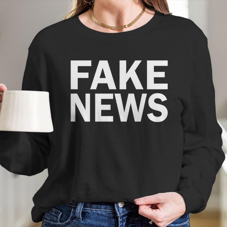 Fake News Bold Text Long Sleeve T-Shirt Gifts for Her