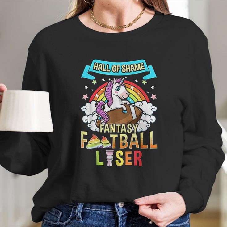 Fantasy Football Loser Last Place Funny Draft Party Unicorn Long Sleeve T-Shirt Gifts for Her