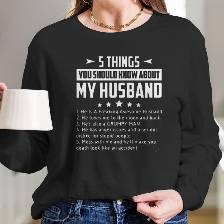 Five Things About My Husband Creative 2022 Gift Long Sleeve T-Shirt Gifts for Her