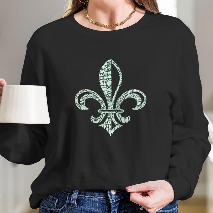 Fleur De Lis Using Lyrics To When The Saints Go Marching Long Sleeve T-Shirt Gifts for Her