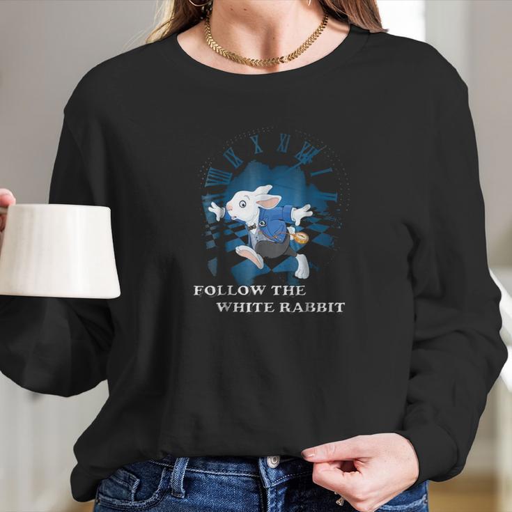 Follow The White Rabbit Long Sleeve T-Shirt Gifts for Her