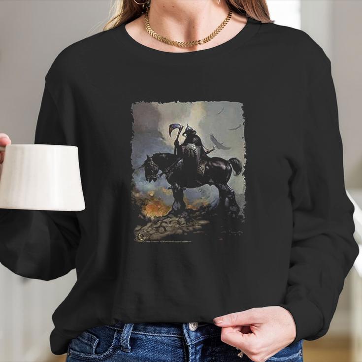 Frank Frazetta Art Death Dealer Barbarian Horror Graphic Long Sleeve T-Shirt Gifts for Her