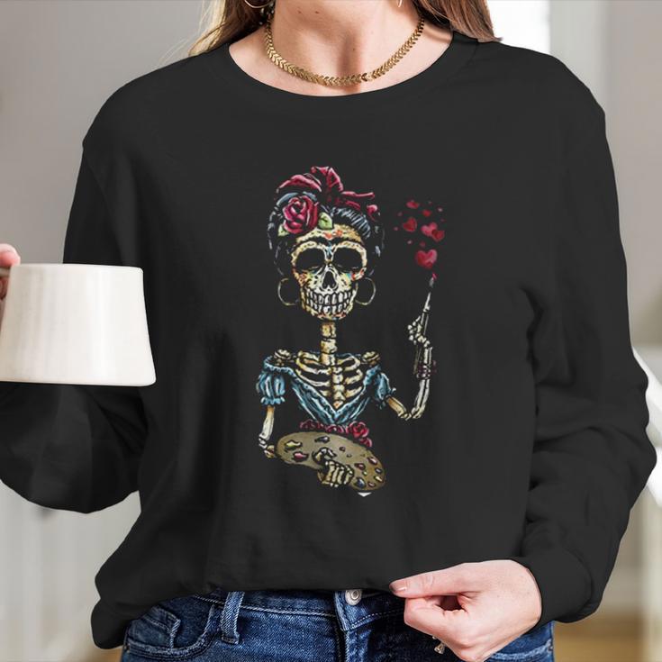 Frida Kahlo Funny Skeleton Long Sleeve T-Shirt Gifts for Her