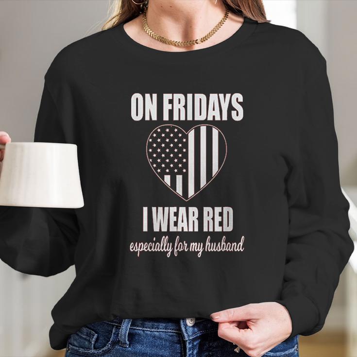 On Fridays I Wear Red Long Sleeve T-Shirt Gifts for Her