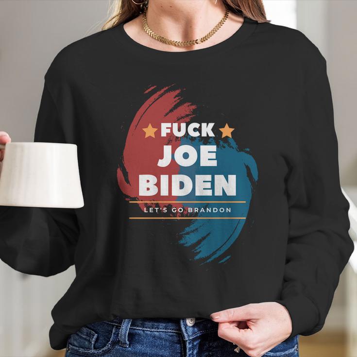 Fuck Joe Biden Lets Go Brandon Star Long Sleeve T-Shirt Gifts for Her