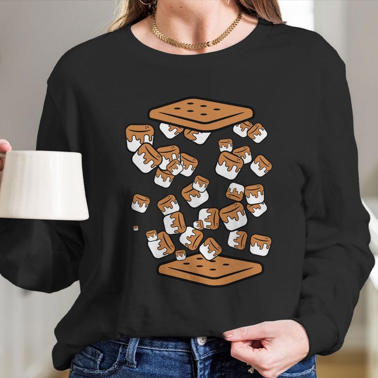 Funny Camping Marshmallows And Crackers Smores Campfire Gift Long Sleeve T-Shirt Gifts for Her