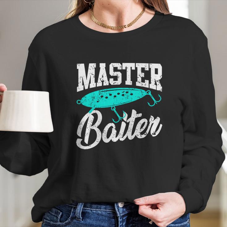 Funny Fishermen Gifts Adult Humor Fishing Tees Master Baiter Long Sleeve T-Shirt Gifts for Her