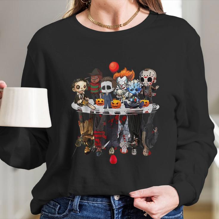 Funny Halloween Cute Halloween Cute Horror Movie Chibi Character Water Reflect Long Sleeve T-Shirt Gifts for Her