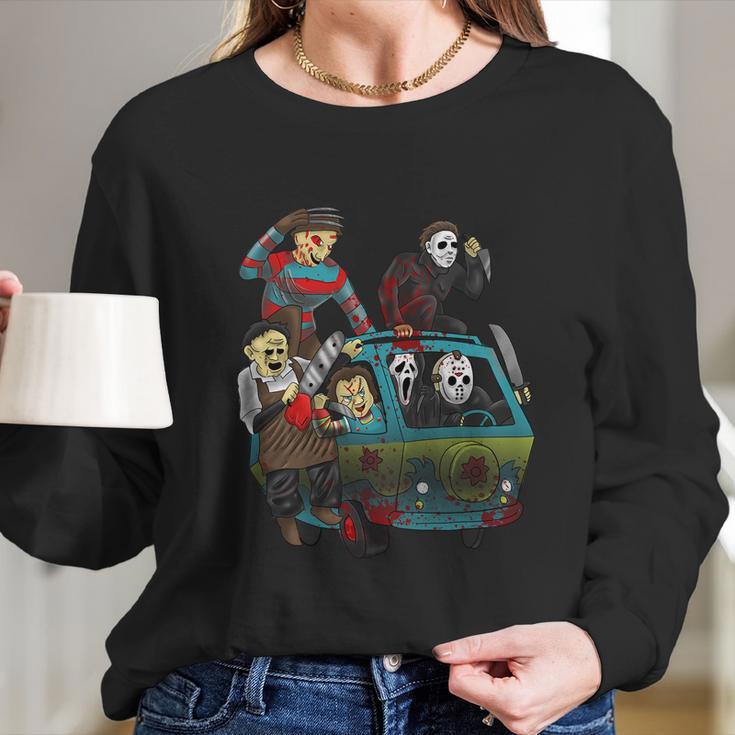 Funny Halloween Scary Holocaust Machine Van Movie Characters Long Sleeve T-Shirt Gifts for Her