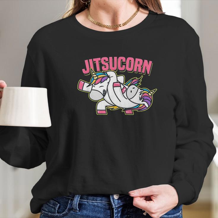 Funny Jiu Jitsu Cute Unicorn Self Defense Long Sleeve T-Shirt Gifts for Her