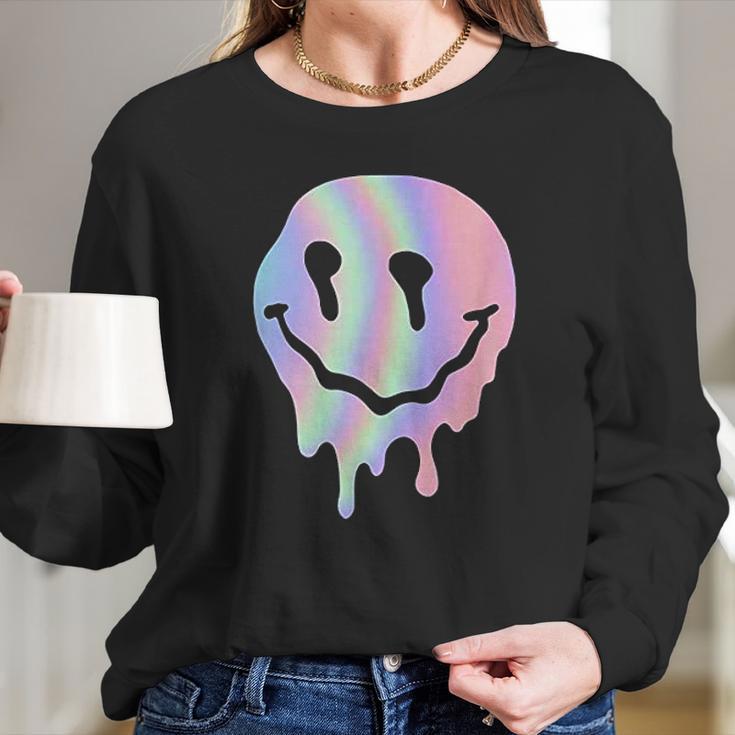 Funny Melted Acid Smiley Face Psychedelic Long Sleeve T-Shirt Gifts for Her