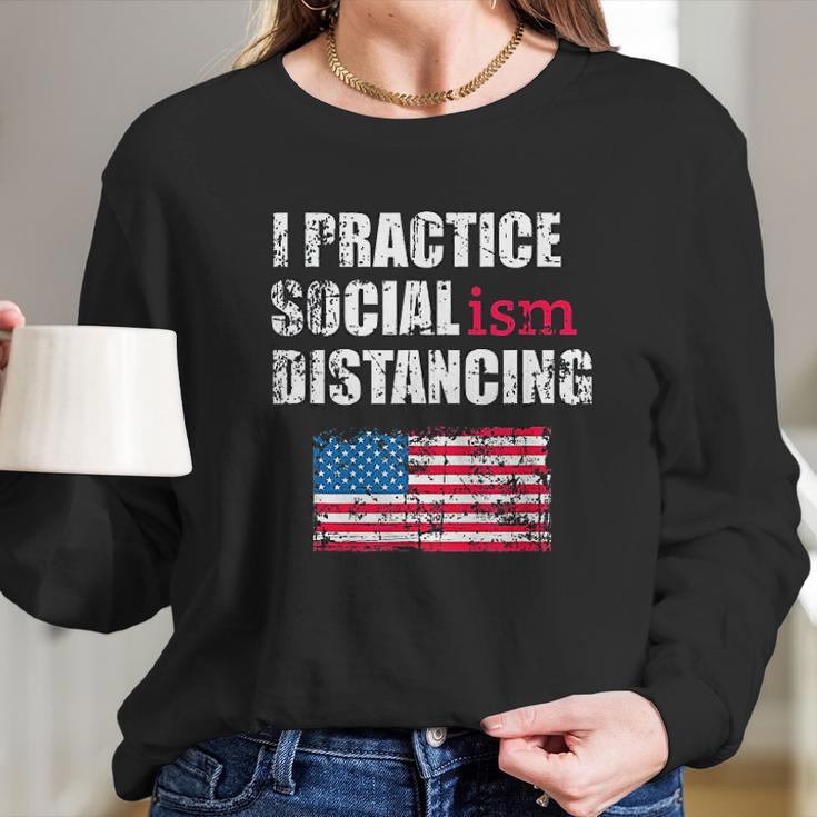 Funny Political Social Distancing Socialist Long Sleeve T-Shirt Gifts for Her