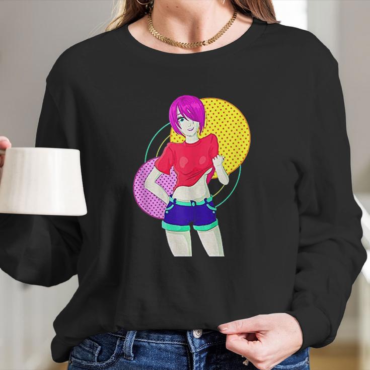 Funny Retro Vintage Girl Model Freedom Pose Long Sleeve T-Shirt Gifts for Her