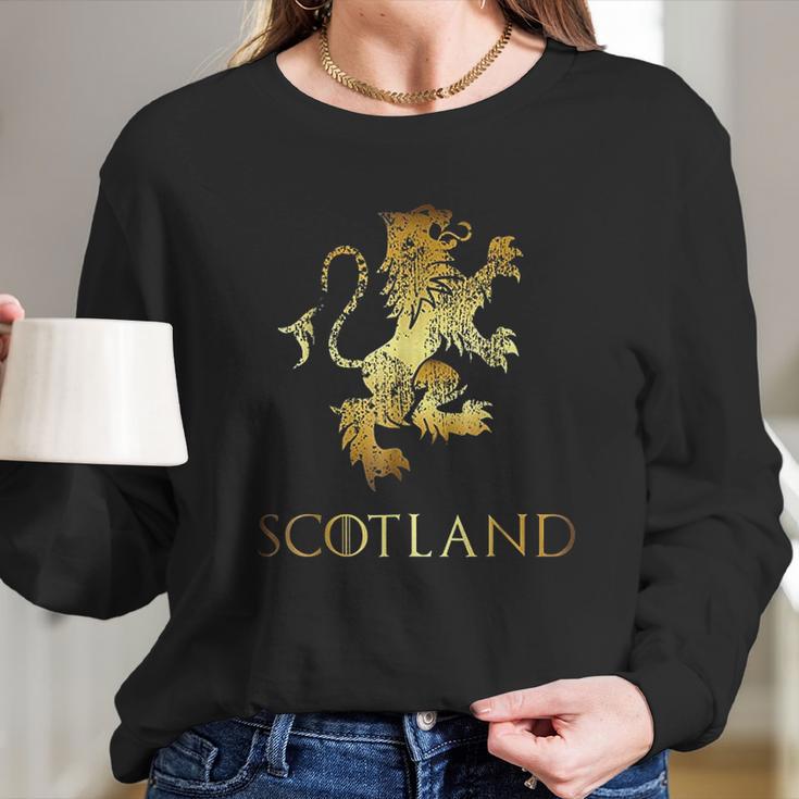 Funny Scotland Lion Rampant Scottish Kilts Long Sleeve T-Shirt Gifts for Her