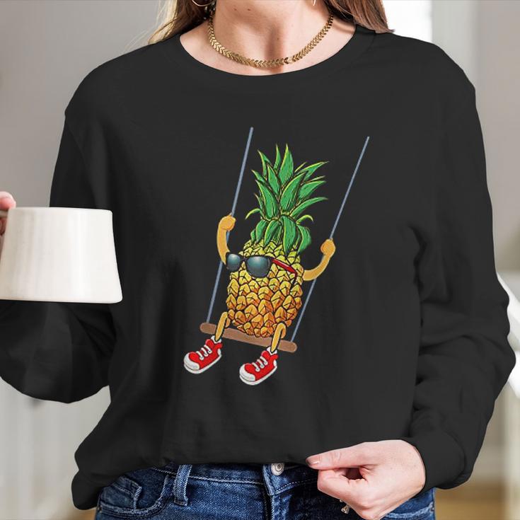 Funny Swinging Pineapple Long Sleeve T-Shirt Gifts for Her