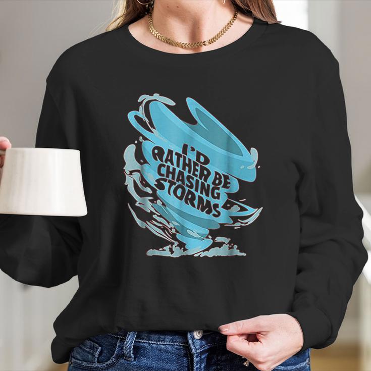 Funny Tornado Storm Chaser Meterology Long Sleeve T-Shirt Gifts for Her