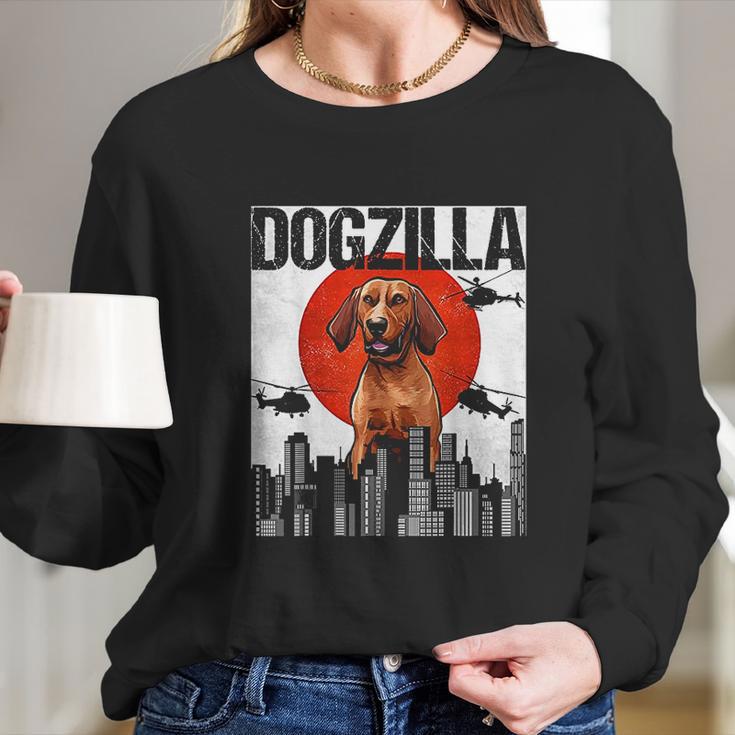 Funny Vintage Japanese Dogzilla Redbone Coonhound Long Sleeve T-Shirt Gifts for Her