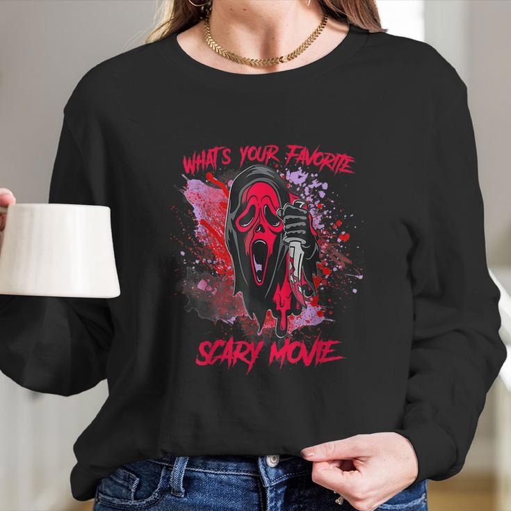 Ghostface Halloween Whats Your Favorite Scary Movie Long Sleeve T-Shirt Gifts for Her